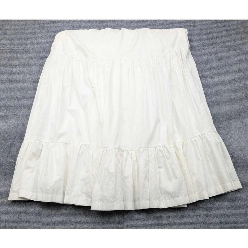 Abercrombie & Fitch Smocked Maxi Dress Womens XS Petite White Tiered Minimalist